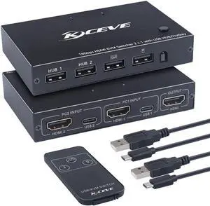 2 Ports HDMI 2.0 KVM switch 2 in 1 out Sharing 2 USB Devices 2.0 Switch Switcher For PC Computer Printer Keyboard Mouse
