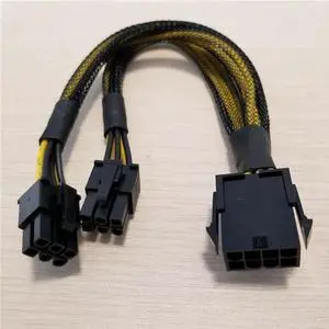 PC CPU 8pin to Dual PCI-E PCIe 6pin Power Splitter Cable Lead Sleeved Cord 18AWG PC CPU 8pin to Dual PCI-E PCIe 6pin Power Splitter Cable Lead Sleeved Cord 18AWG