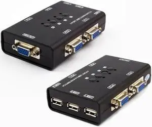 Switch 4 Port Manual USB VGA Converter For four Computers Share A Set Of Mouse Keyboard And Monitor