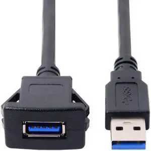 Aomoproing FVH 1m Waterproof Single USB 3.0 Extension Latch Mount Car AUX Cable for Dashboard Panel U3-030-1P