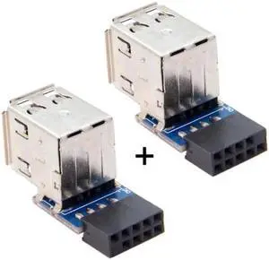 Aomoproing FVH 2pcs 9Pin/10Pin Motherboard Female Header to Dual USB 2.0 Female Adapter Vertical Type U2-029 Aomoproing FVH 2pcs 9Pin/10Pin Motherboard Female Header to Dual USB 2.0 Female Adapter Vertical Type U2-029