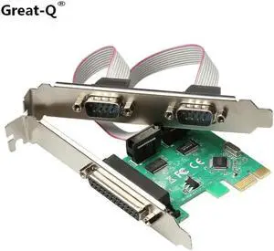 2 RS232 RS-232 Serial Port COM & DB25 Printer Parallel Port LPT to PCI-E PCI Express Card Adapter Converter WCH382L