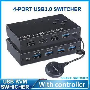 4-Port USB3.0 Sharer Switch USB KVM Switcher With controller PC Sharing Splitter for Keyboard Mouse Printer Monitor USB Switcher