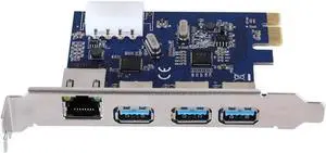 Pci-e to 3 Port USB 3.0 Rj45 Gigabit Ethernet Expansion Card Desktop PC Network Card PCI Express 1000Mbps Card Lan Adapter