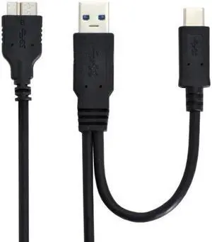 Aomoproing Combo USB-C USB 3.1 Type-C & USB3.0 Type-A Host to Micro USB 3.0 Target Data Cable for Disk