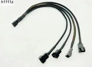 30cm Black Braided Cable Splitter One 4Pin Female Connector Splits to Four 4pin Male Connectors for PWM 3/4 Pin Computer Fan 30cm Black Braided Cable Splitter One 4Pin Female Connector Splits to Four 4pin Male Connectors for PWM 3/4 Pin Computer Fan
