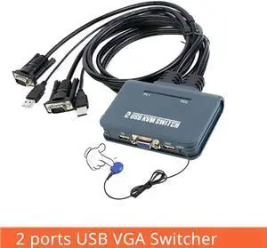 2 Port USB KVM Switch Vga Two Into One Out Usb Mouse Keyboard Sharing Device Line Machine One Multi-Computer Switch