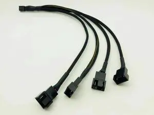 One 4Pin Female Connector Splits to Four 4pin Male Connectors 30cm Black Braided Cable Splitter for PWM 3/4 Pin Computer Fan One 4Pin Female Connector Splits to Four 4pin Male Connectors 30cm Black Braided Cable Splitter for PWM 3/4 Pin Computer Fan