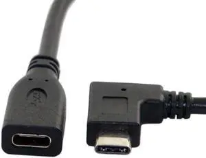Aomoproing FVH 90 Degree Right Angled USB-C USB 3.1 Type C Male to Female Extension Data Cable for Macbook Tablet 20cm UC-218-RI-0.2M