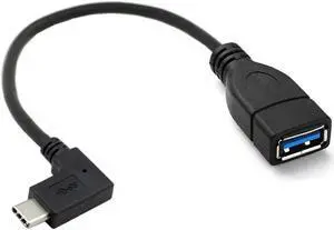 Aomoproing Right Angled 90 Degree USB-C Type-C to USB 2.0 Female OTG Cable for Cell Phone Tablet & Laptop Black