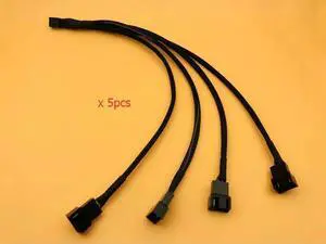 5PCS Black Braid Cable Splitter One 4 Pin Female Connector Splits to Four 4pin Male Connectors for PWM 3/4 Pin Computer Fan 30cm 5PCS Black Braid Cable Splitter One 4 Pin Female Connector Splits to Four 4pin Male Connectors for PWM 3/4 Pin Computer Fan 30cm