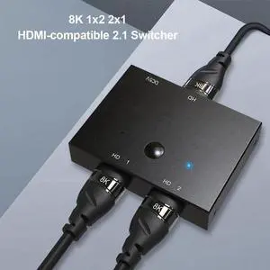 2.1 2 In 1 Output 48Gbps 8k@60Hz 4k@120Hz Switch Adapter With Button For HDTV Projector Computer