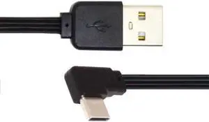 Aomoproing 13cm USB 2.0 Type-A Male to USB-C Type-C Left Right Angled 90 Degree Data Flat Slim FPC Cable for FPV & Disk & Phone