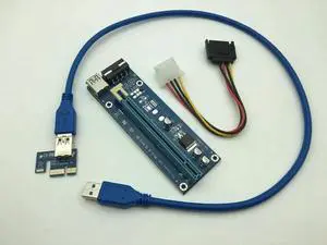 PCI-E PCI Express Extender Riser Card 1x To 16x PCIE Mining Card USB 3.0 Power Adapter for BitCoin BTC Miner Machine