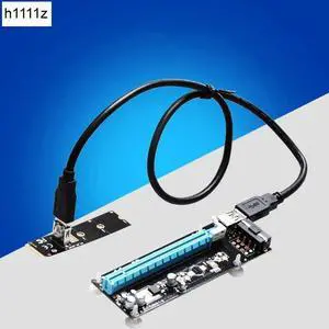 M2 NGFF to 16X Riser Card USB 3.0 Extender Cable PCI Express 16X Adapter with 4Pin Power Connector for Mining