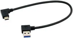 Aomoproing Reversible USB 3.1 USB-C Angled to 90 Degree Left Angled A Male Data Cable for Macbook & Tablet & Mobile Phone