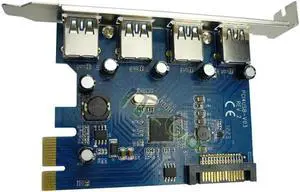 4 Port USB 3.0 To PCI-e Controller Expansion Card PCIe Desktop Computer with 15pin SATA power