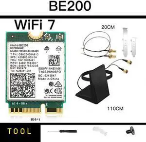 New Wi-Fi 7 Intel BE200 Bluetooth 5.4 Wifi Card BE200NGW 2.4/ 5/ 6 GHz 5.8 Gbps For Windows 10/11 PC Laptop With Antennas