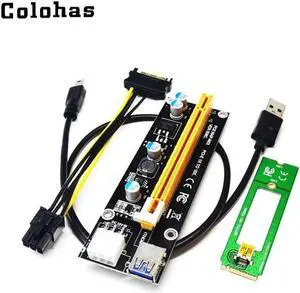 60cm M2 NGFF KEY-M to PCI-Express 16X Graphics PCI-E Riser USB3.0 Extension Cord 6Pin 12V DC-DC Single Power Supply for Bitcoin