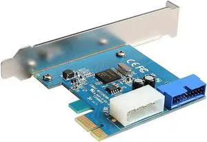 DIEWU PCI-E Expansion Card External to Internal 19pin Header PCIe Card 4pin IDE Power Connector NEC720200 Chip