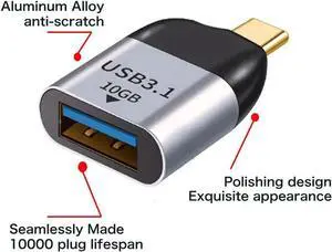 Aomoproing USB 3.1 Type C Male Host to USB3.0 Type A Female OTG Data 10Gbps Adapter for Laptop & Phone