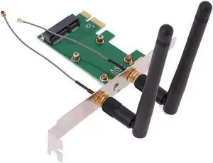 Mini PCI-e to PCI-e Converter Wireless Network Card Wireless Adapter with 2 External Antenna WiFi for PC