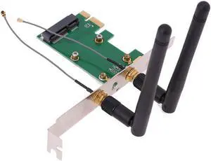 Mini PCI-e to PCI-e Converter Wireless Network Card with 2 External Antenna Wireless Adapter for Desktop