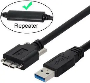 Aomoproing 8m USB 3.0 A Type Repeater Cable Male to Micro USB 3.0 B Male with Mount Panel Screws for Camera