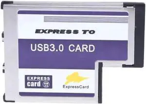 3 Ports Inside USB 3.0 to Express Card Type II Adapter Extender Card for Notebook PC Supports 54mm Express Card slot