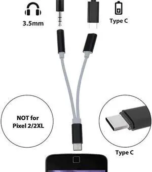 USB C Audio Cable to 2 in 1 Type C to 3.5 mm AUX Jack Earphone Adapter Receiver for Xiaomi 6 Mi6 Leeco Max 2/Pro Audio Splitter