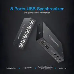 6 Ports USB KVM Switch USB Synchronizer KVM Switcher for Windows10 PC Keyboard Mouse Printer Synchronization Controller