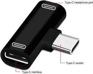 Dobule Type C USB C Earphone Headphone Audio Charging Charger Adapter Splitter Convertor for Xiaomi Huawei Adapter Accessory Dobule Type C USB C Earphone Headphone Audio Charging Charger Adapter Splitter Convertor for Xiaomi Huawei Adapter Accessory