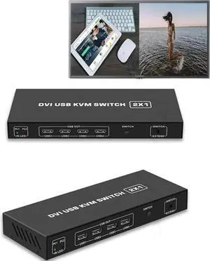 USB VGA KVM Switch 2x1 2 port audio&video VGA Multi-viewer KVM function switcher box Multiviewer with Remote control