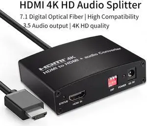 HDMI Audio Converter 4K Splitter 7.1 Digital Optical Fiber 3.5Audio Output High Compatiblity Converter for TV Earphone PC