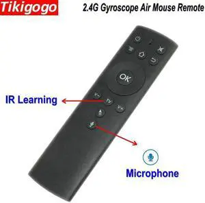 Aomoproing Tikigogo 2.4G Wireless Gyroscope Air Mouse T1M with Microphone Mic Voice Search IR Learning Remote Control PK G10 T2 Air Mouse