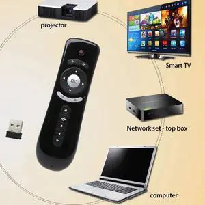 Aomoproing T2 Fly Air Mouse 2.4G Wireless 3D Gyro Motion Stick Remote Control For PC Smart TV Black Color