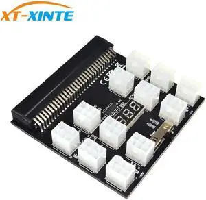 PCI-E 12V 64Pin to 12x 6Pin Power Supply Server Adapter Breakout Board Black Splitboard for HP DPS PSU GPU Ethereum Mining Miner