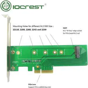 IOCREST M.2 M-key NVMe To PCI-e 3.0 x4 Card dual voltage power supply IOCREST M.2 M-key NVMe To PCI-e 3.0 x4 Card dual voltage power supply