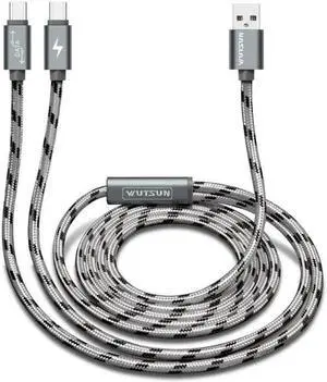 USB 2.0 Type A Male To Dual USB C Type C Male Splitter Y Fast Charging Data Cable Cord for Android Mobile Phone Tablet