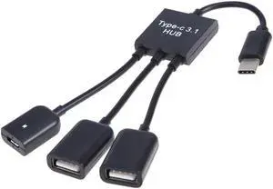 2 X USB A/F + Micro USB Female to Type-c Male Extender Cable OTG Hub Splitter for USB Flash Disk Card Reader 2 X USB A/F + Micro USB Female to Type-c Male Extender Cable OTG Hub Splitter for USB Flash Disk Card Reader