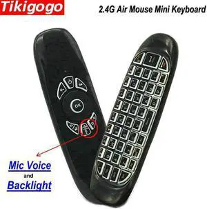 Aomoproing Tikigogo C120 Backlight Mic Microphone Voice 2.4G air mouse Wireless remote control mini Keyboard for Android Smart TV Box