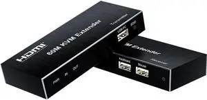 60m HDMI KVM Extender 1080p Over Cat5e/6 Ethernet Cable 1080P Video Converter for PS5 Switch PC To TV Monitor USB Keyboard Mouse