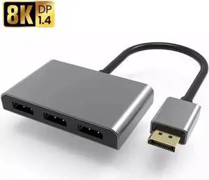 KVM Splitter 8K@60Hz DP1.4 to 3 DP Ports MST Hub Multi Monitor splitter MSTDP123DP For computer 3*DP Monitor Setup