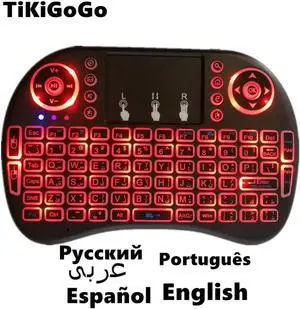 Aomoproing Air mouse backlit mini keyboard i8 Touchpad & battery russian spanish arabic Portuguese Remote control for computer TV BOX H96