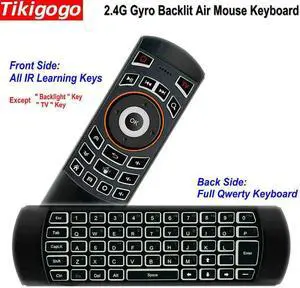 Aomoproing Tikigogo Backlight X6 2.4G Gyroscope Air Mouse Full QWERTY Keyboard front side All IR Learning Keys More Than MX3 Remote Control