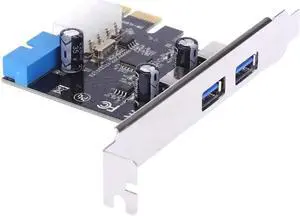 2 USB 3.0 Ports PCI-E PCI Express Expansion Card Host Card with USB 3.0 19-pin Connector 4-pin IDE Power Connector Low Profile