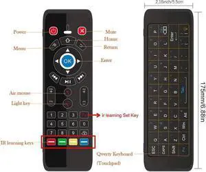 Aomoproing Voice Remote Fly Air Mouse ir learning 2.4G Wireless Mini Keyboard Touchpad Gyroscopefor Andriod Smart TV box
