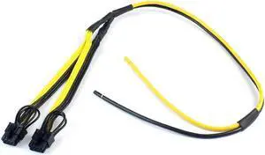 Dual PCIe PCI-E Graphics Video Card 8pin 6+2pin DIY Splitter Power Cable Cord for Bitcoin Litecoin RIG Miner 12AWG+18AWG