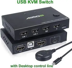 2 Port USB HD KVM Switch 2 Into 1 Out TYPE-C KVM Switch 2 Port 4K HD Printer Sharing a Computer Display USB Mouse and Keyboard