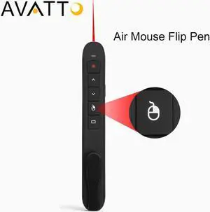 Aomoproing [AVATTO] High-Quality RF 2.4GHz USB Air Mouse Rechargeable PowerPoint Remote Control PPT Clicker Presentation Pointer Laser Pen